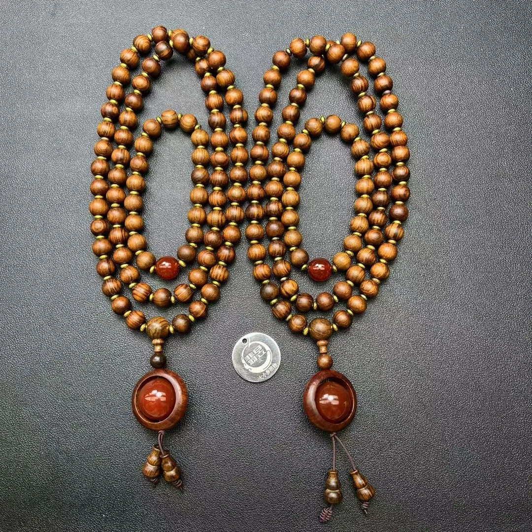 翡昱-N22-15685-黑花梨珠链颈饰+手串一套/约9+/多样性发其一