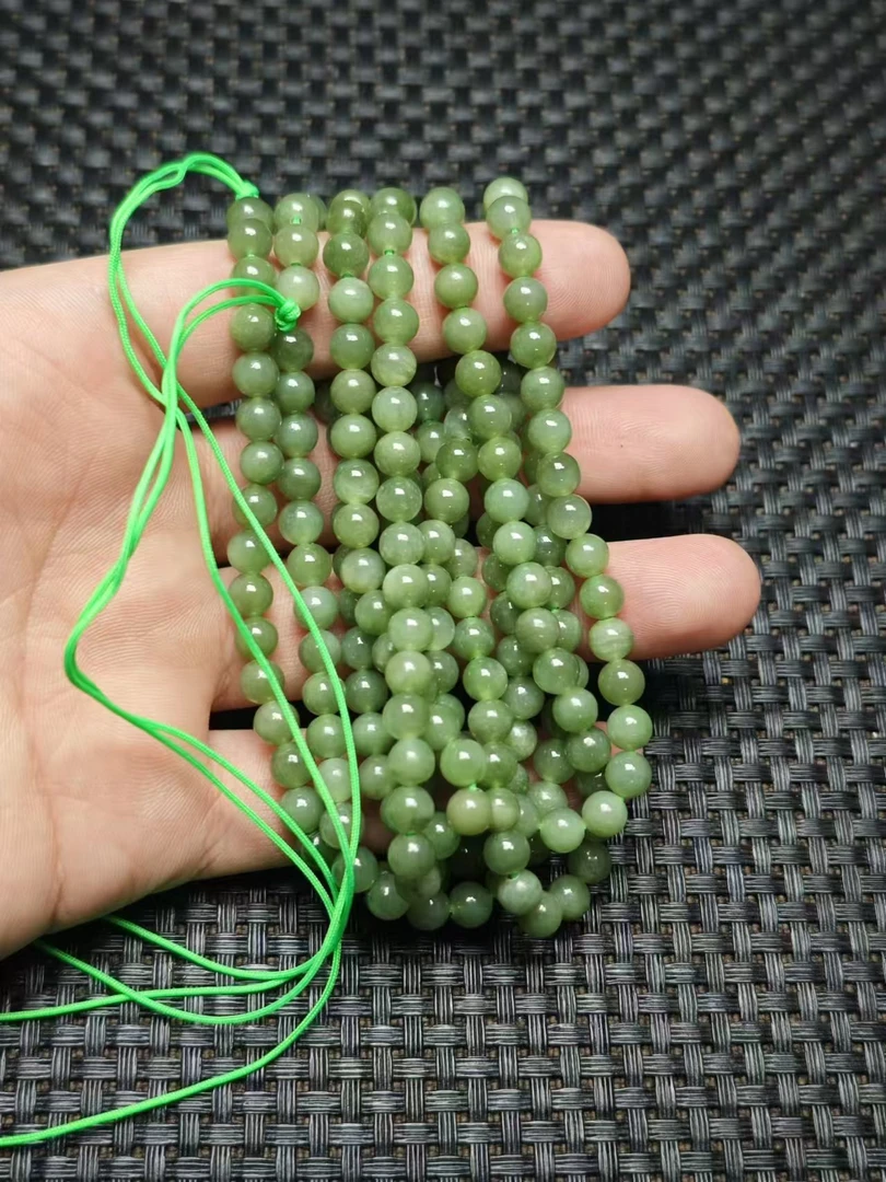 正矿和田玉碧玉项链多圈108佛珠链卡6mm左右无黑点多样性拍一发一