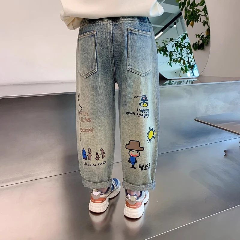 女童牛仔裤春秋装2025新款洋气春季小女孩休闲裤儿童裤子春秋款