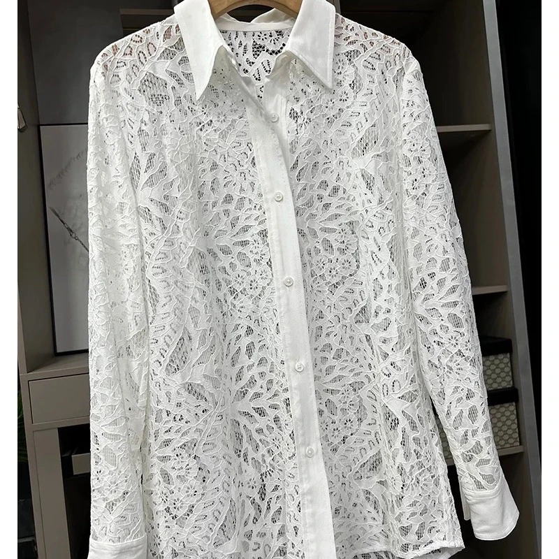 D31321南油爆款气质显瘦蕾丝衬衣