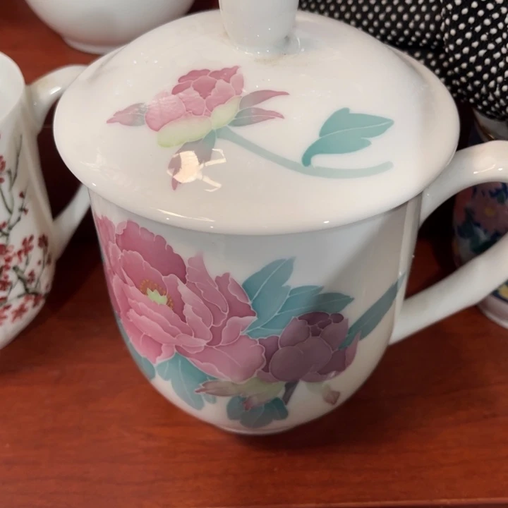 陶瓷醴陵手绘釉下五彩600毫升杯