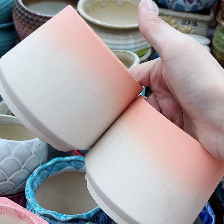 多肉绿植陶瓷花盆9.9包邮，有孔