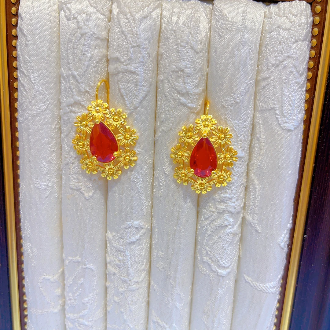 铜合金耳饰 2050爆款白搭时尚金色铜合金爆款耳环