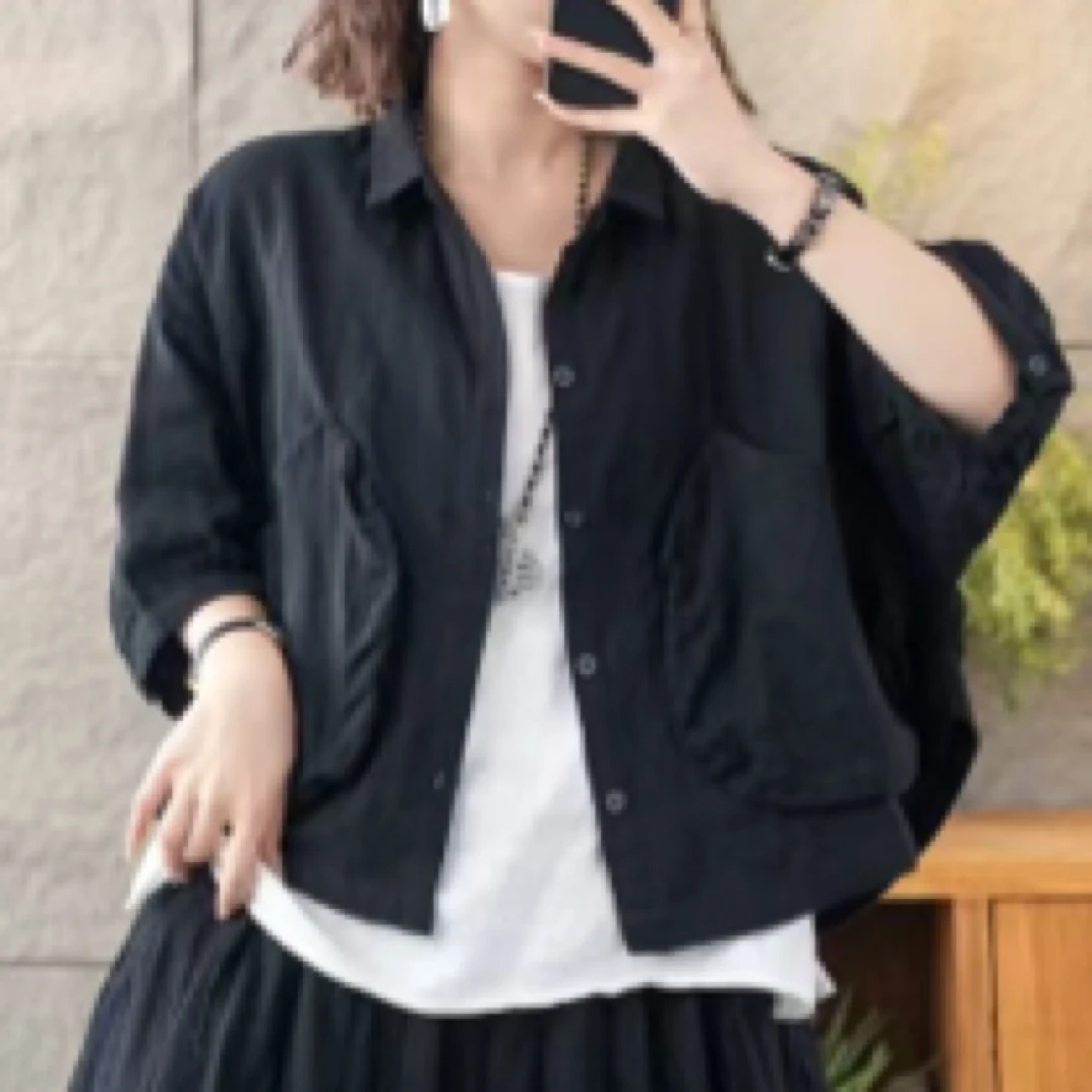 夏季薄款拼接口袋婴儿棉方领休闲短款外套（胸围130）