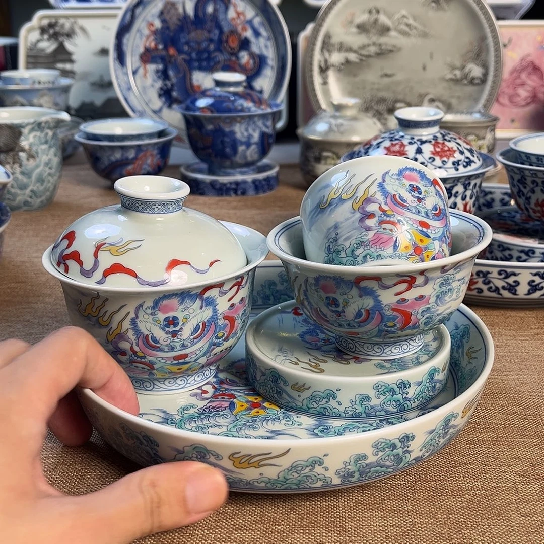 :***說高温釉下彩茶具套装