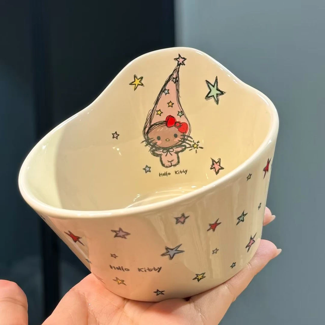 【圆和圈】出口尾单 粉色精灵系列 带手柄碗 吃饭碗辅食碗高温瓷