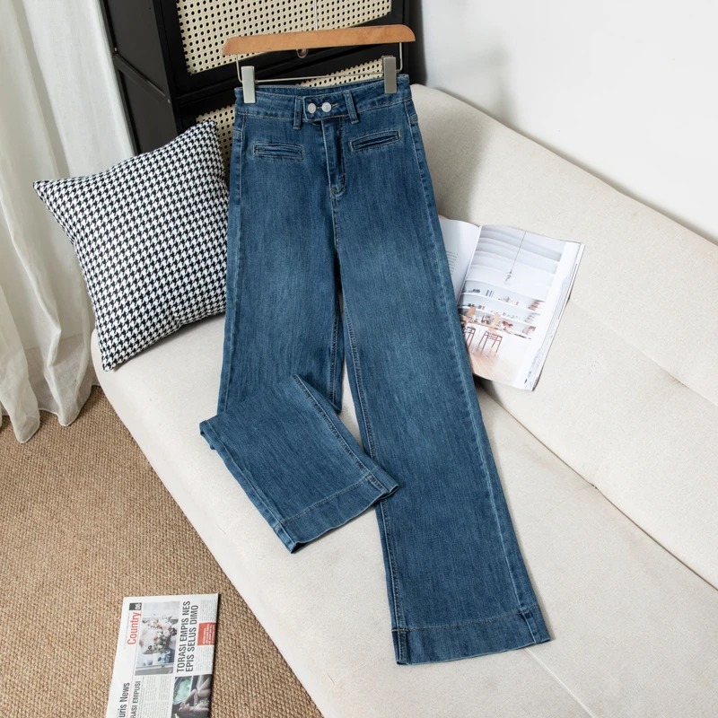 2025年新款春季直筒裤显瘦高腰牛仔裤女时尚百搭宽松阔腿裤春秋款