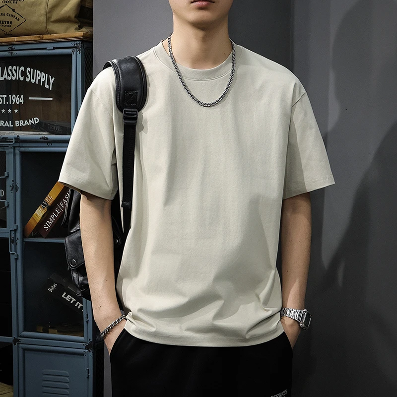 aoyu/遨宇2025夏季新款凉感速干短袖t恤男宽松大码纯色重磅体恤潮