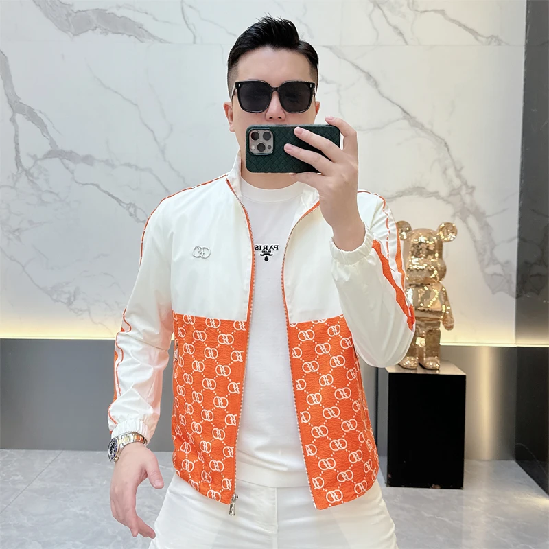 冰希二店.潮牌欧货男士立领夹克拼色百搭个性外套帅2025春季新款