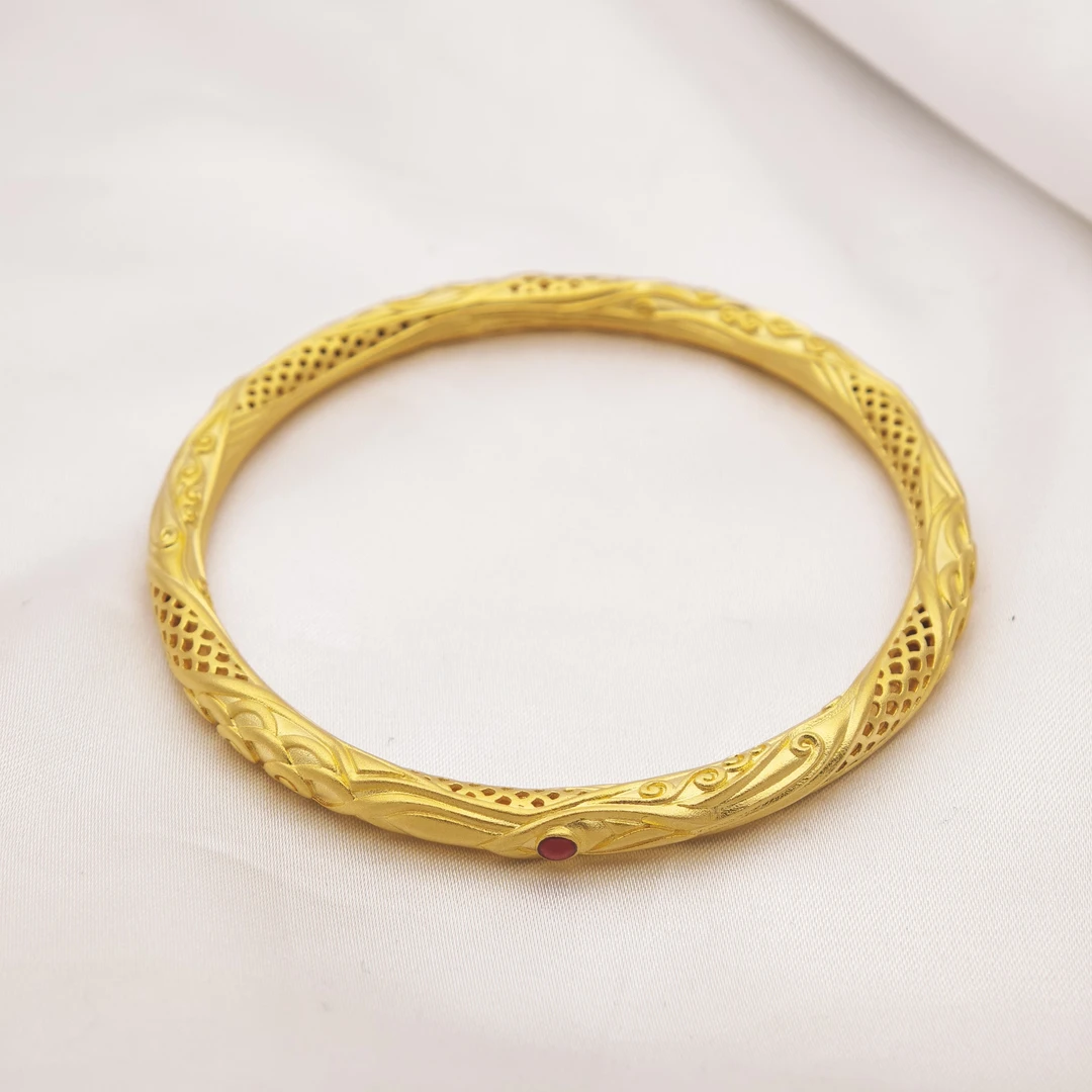 4587美开乐黄金足金999手镯乾坤圈手镯古法工艺纯金首饰女士款