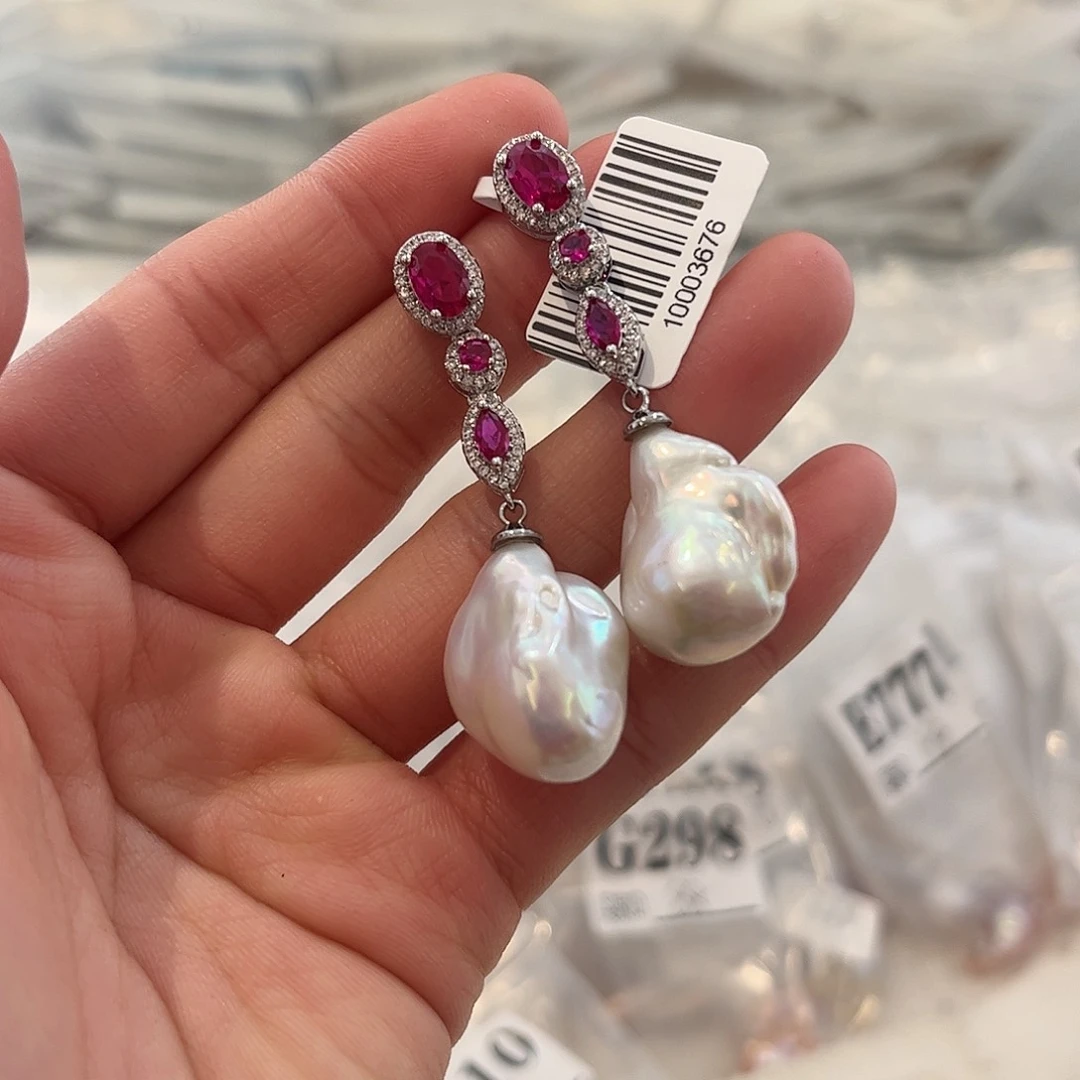 淡水珍珠耳饰合金