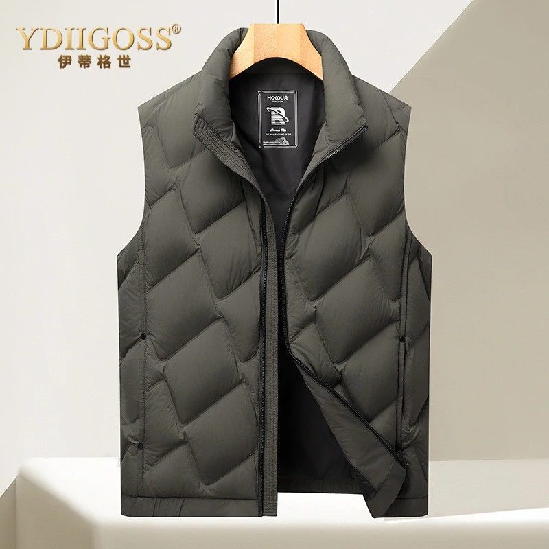 YDIIGOSS鸭绒马甲男秋冬款时尚纯色休闲羽绒马甲石墨烯马甲外穿立