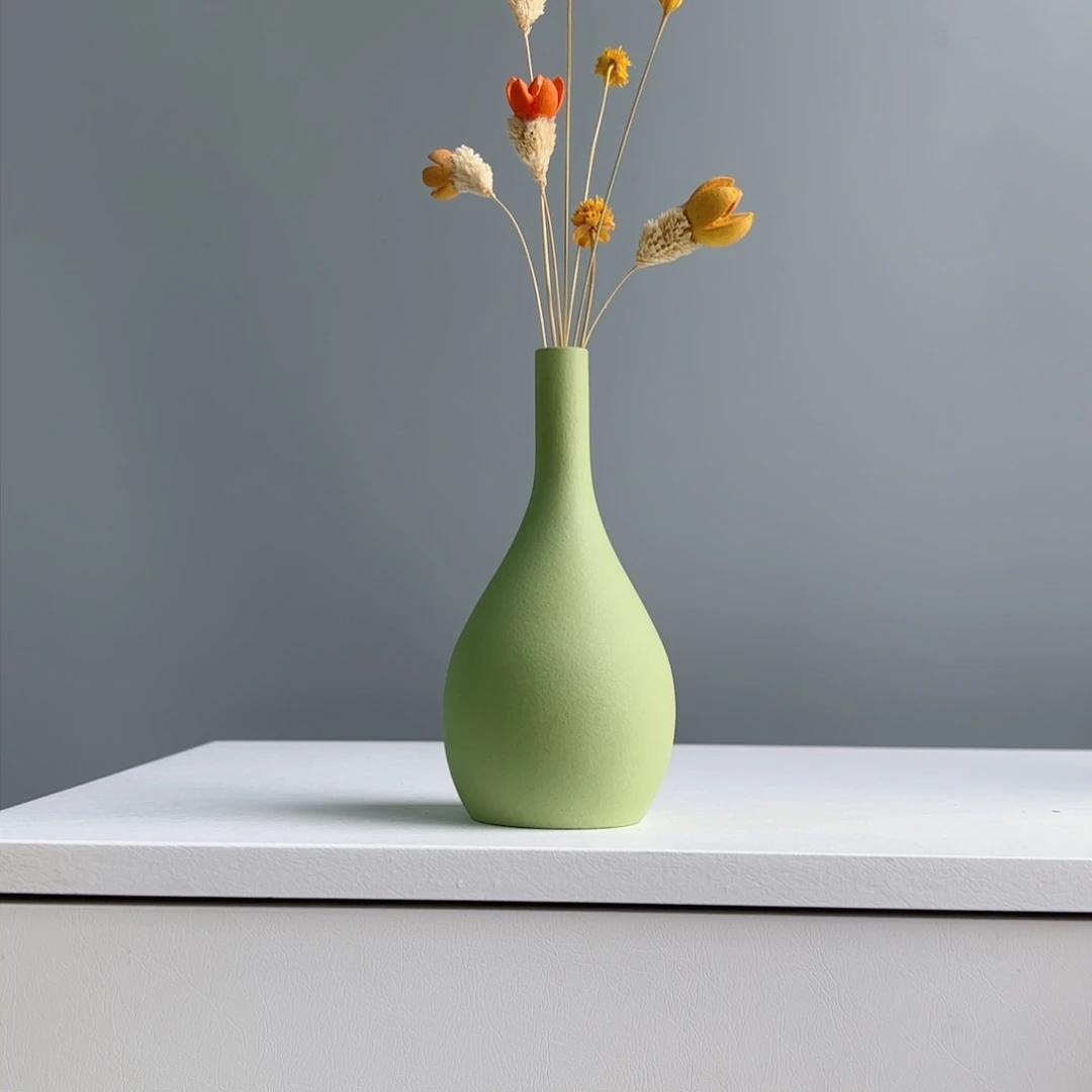 摆件陶瓷小花瓶摆件含花总高约20-30cm