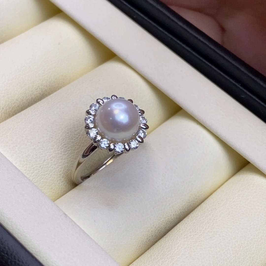 戒指银S925镶嵌淡水珍珠特价