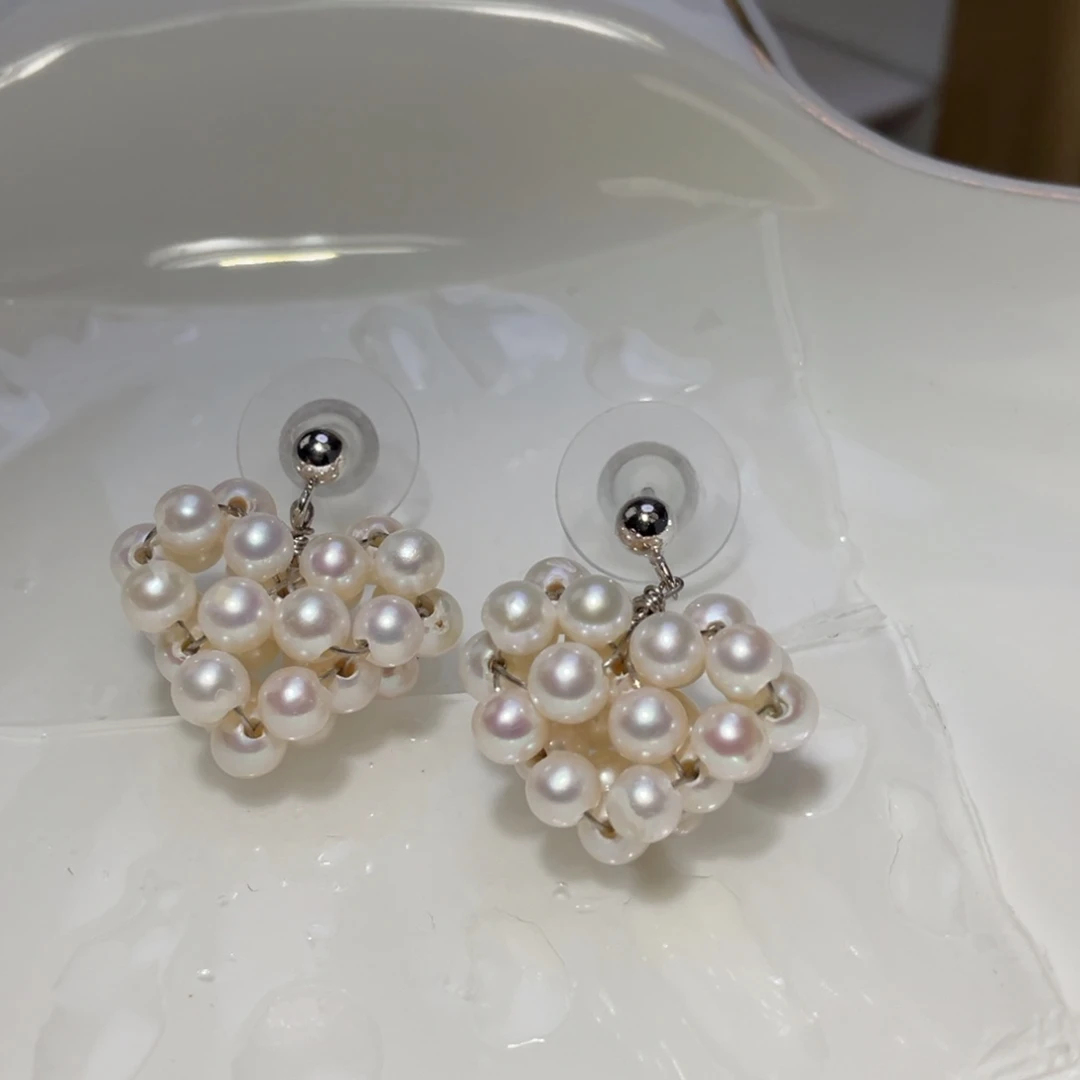 淡水珍珠耳饰银S925镶嵌