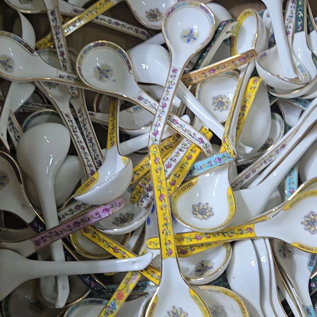 碗微瑕珐琅彩天鹅6个小勺666666