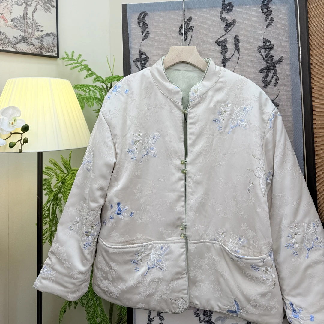 [星蝶]棉衣时尚女士加厚国潮冬季绣花立领冬款保暖秋冬