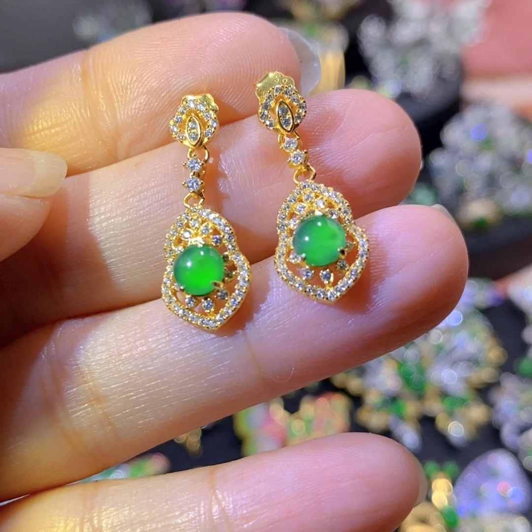 吊坠(不含链)银S925镶嵌翡翠