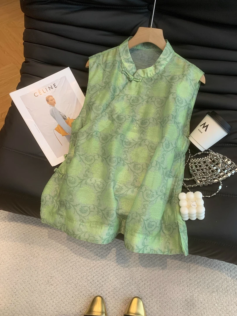 新中式国风复古无袖背心马甲女2025夏季新款高级感气质盘扣上衣薄