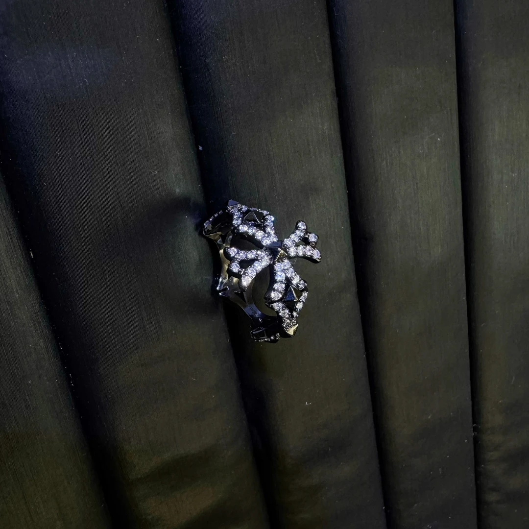 非金属合成锆石戒指 个性小众风格高级感戒指