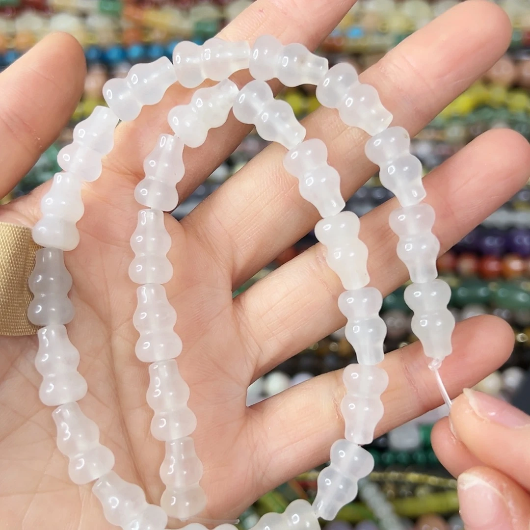 玛瑙/玉髓合金珠宝半成品 荔枝冻玛瑙葫芦一条