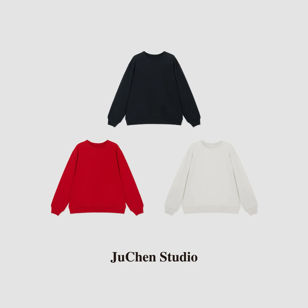 LIBOSHU“新年限定三色系”舒适百搭纯棉廓形宽松纯色卫衣FW103148