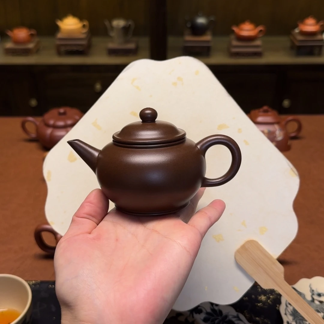 紫砂茶壶170cc，水平壶，老紫泥