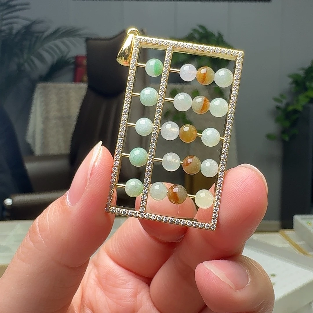 翡翠银S925镶嵌吊坠(不含链)天然