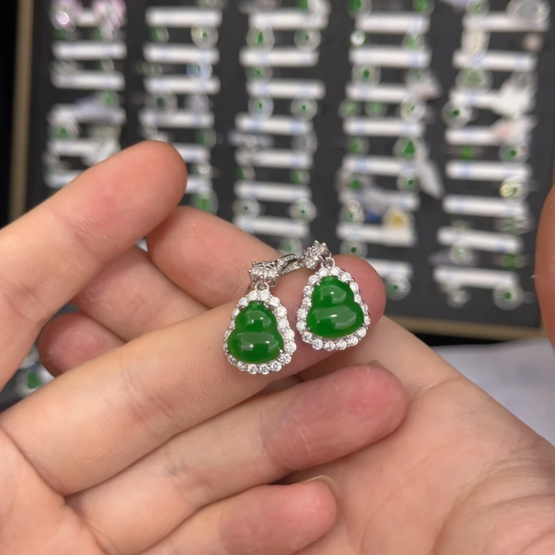 翡翠戒指银S925镶嵌翡翠耳包