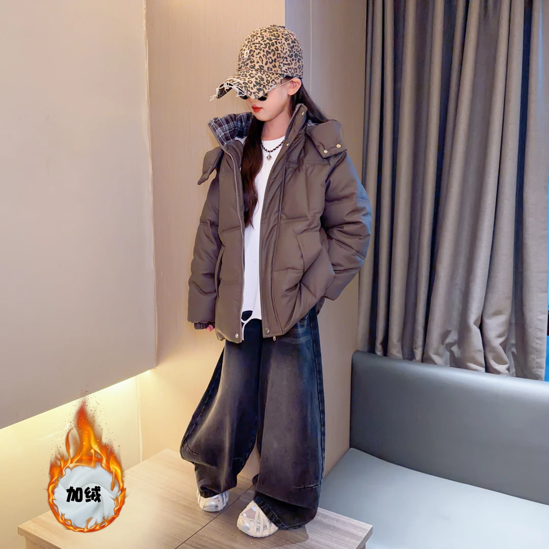 儿童装女童冬装棉衣2025新款大童洋气皮棉袄冬季女孩加厚棉服外套