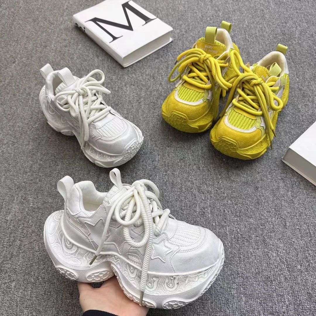 2025新款欧货松糕星星洋气老爹鞋时尚百搭春季潮流厚底潮鞋系带