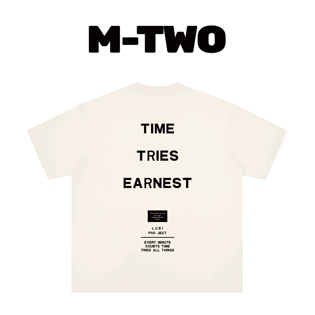 MTWO 重磅高克重 TIME 美式复古潮牌短袖8004