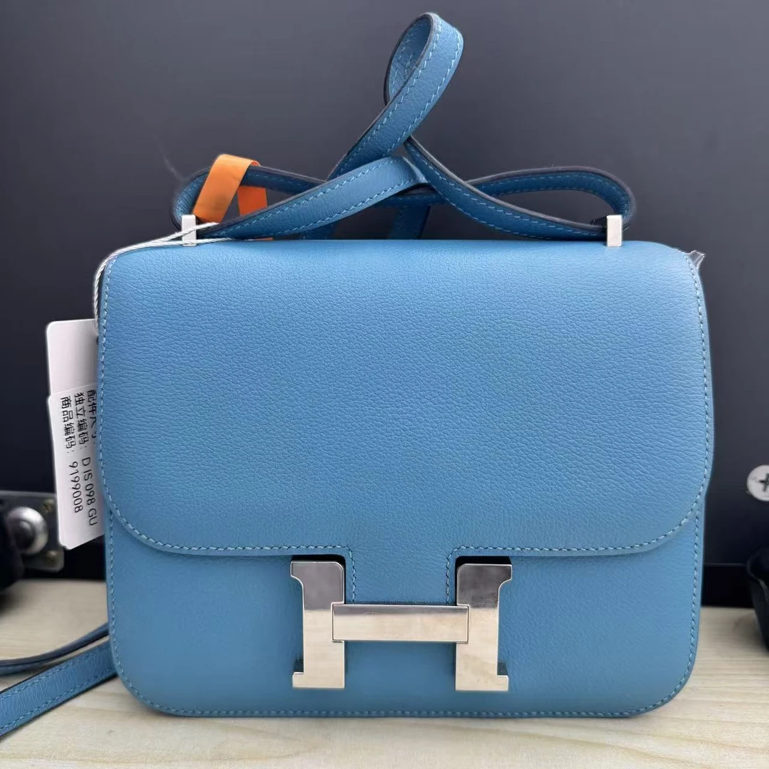 99新 Hermes/爱马仕 康康19牛仔蓝 d刻 单肩包