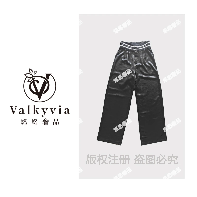 【Valkyvia/悠悠奢品】女式字母蕾丝拼接松紧腰休闲裤ss26268