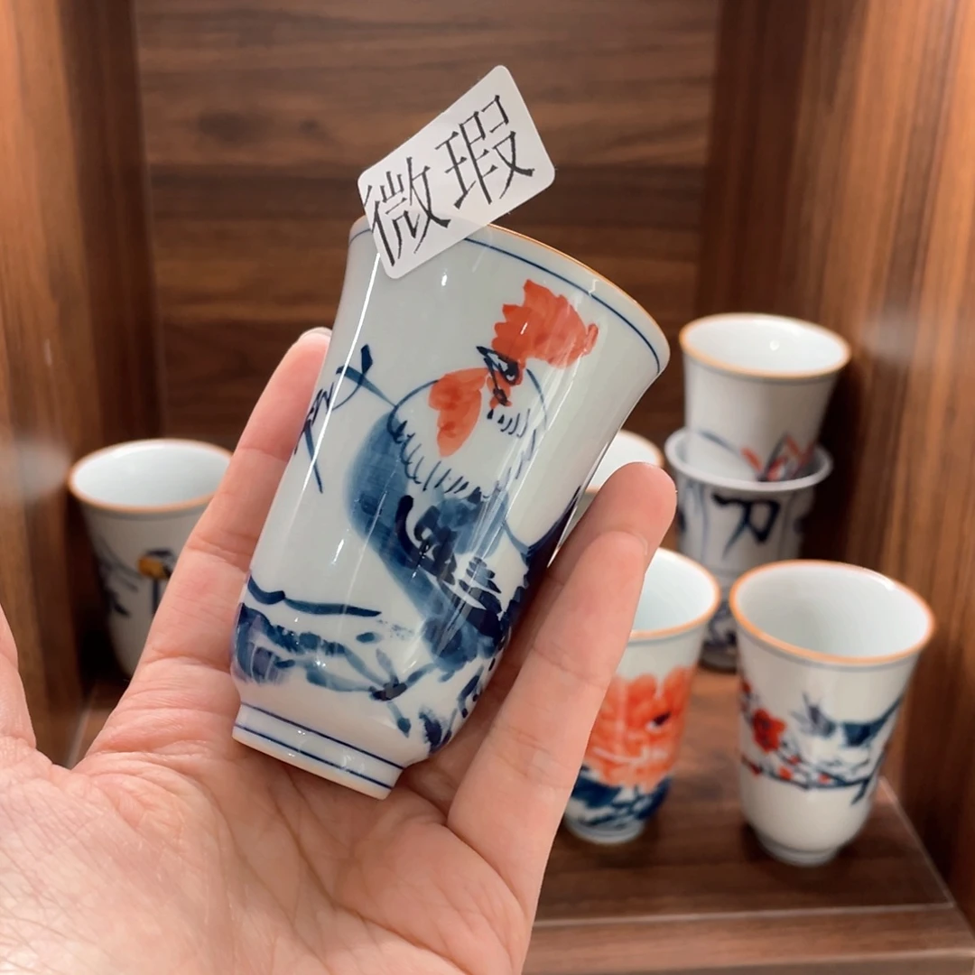 釉下手绘茶具微瑕