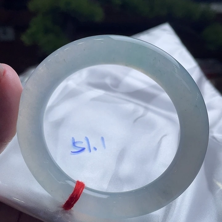 翡翠未镶嵌手镯51.2小胖墩 绿胶冰条