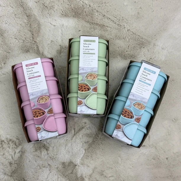 4pcs硅胶保鲜盒收纳盒密封家用