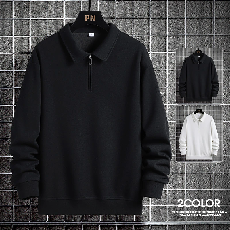 半拉链卫衣春季宽松大码男装立领上衣胖子加肥加大男士套头衫潮