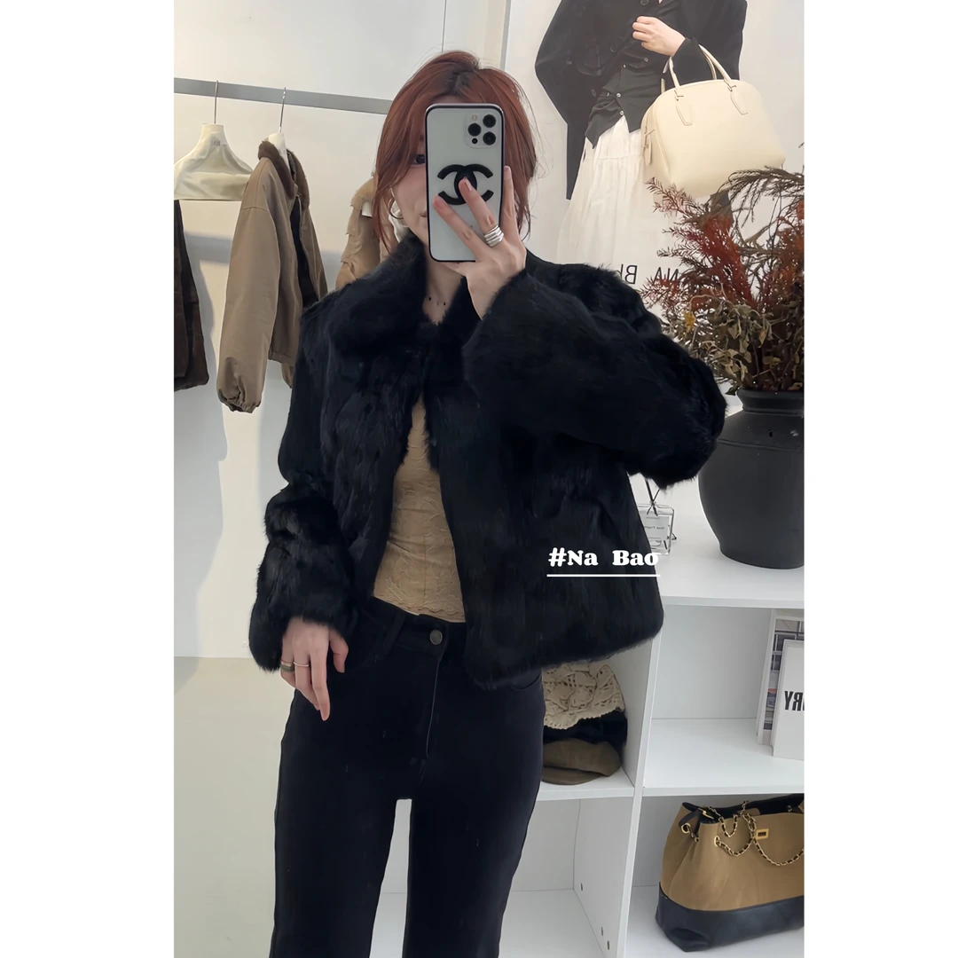 NABAO▶【真兔毛100%冬季短款高级感外套】