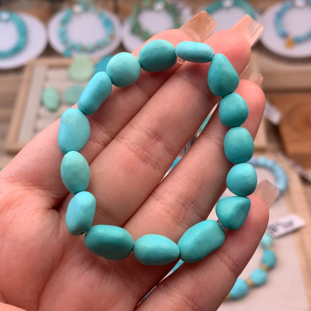 绿松石珠宝奇石未镶嵌随形豆豆