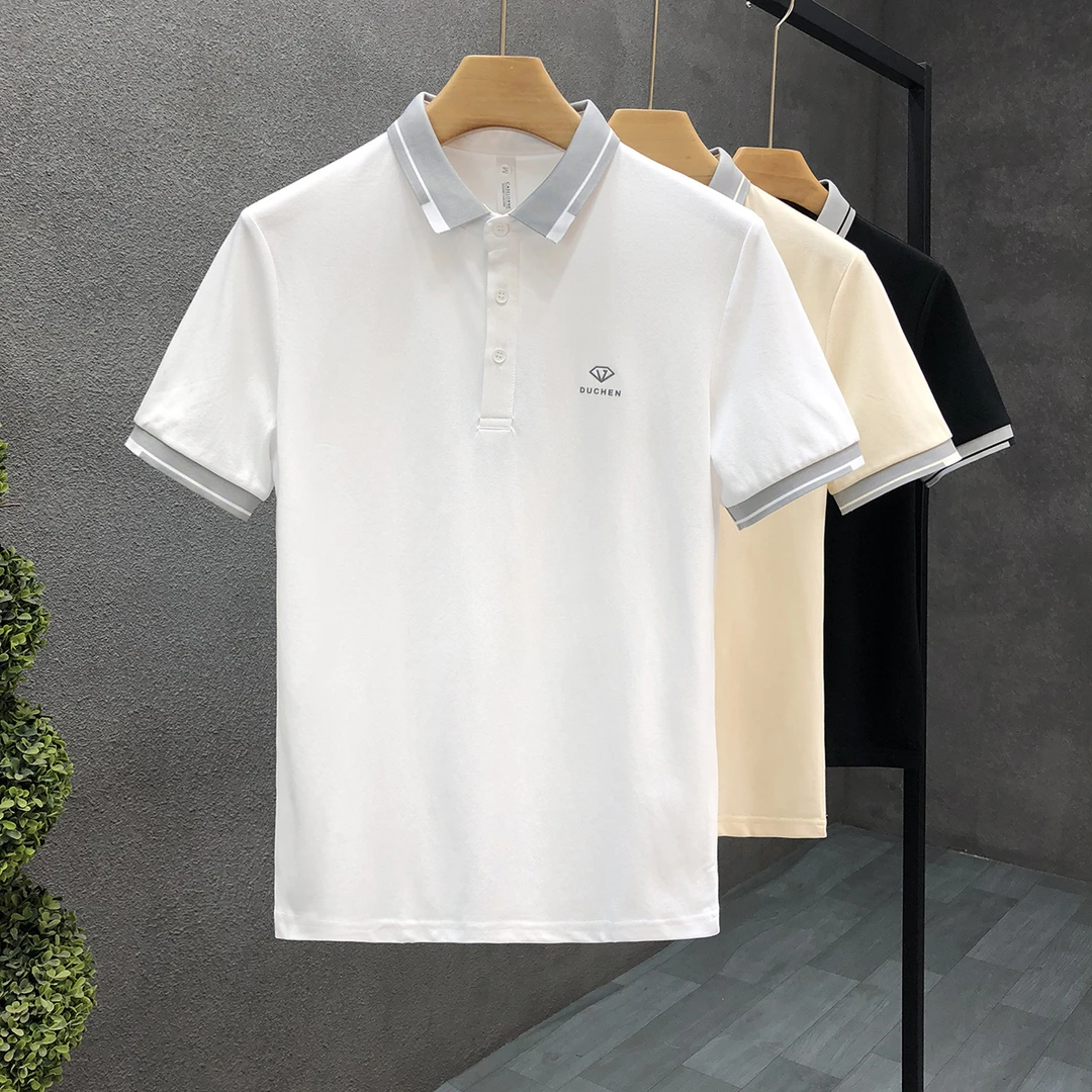 官方正品杏色薄款短袖polo衫男款2025夏季新款百搭休闲翻领t恤潮