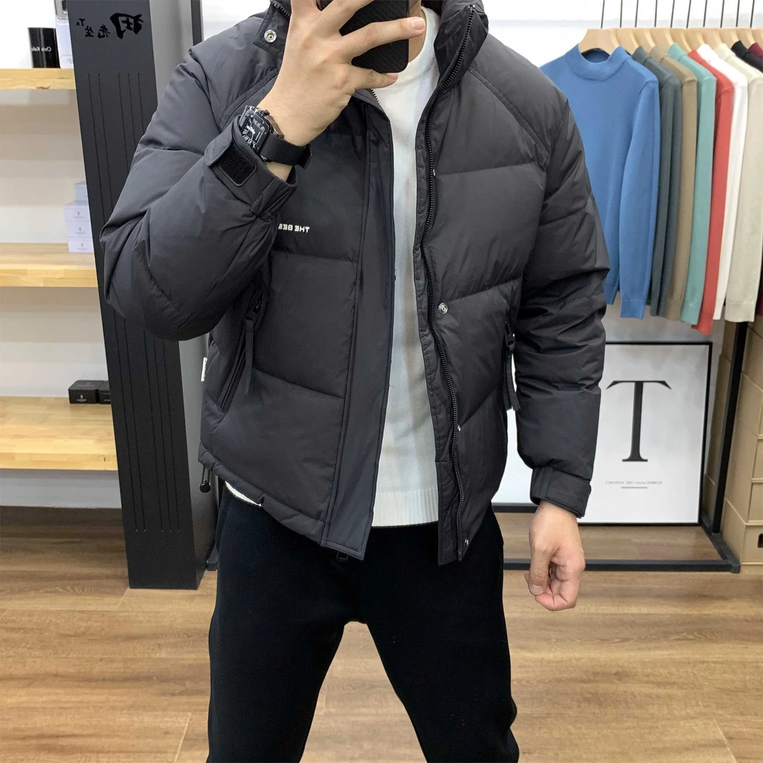 新款男士冬季羽绒棉服男纯色修身百搭加厚外套冬季时尚男士面包服