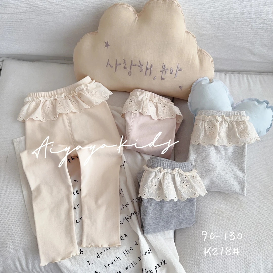 【米粒Kids】ayy灰色蕾丝花边腰打底裤K 218