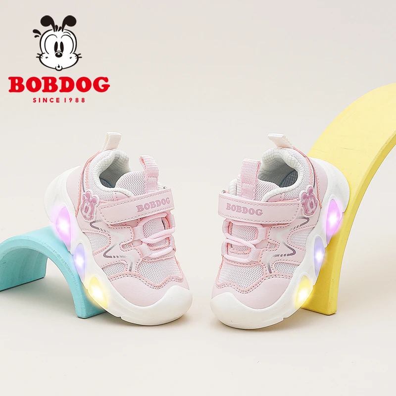 巴布豆童鞋宝宝鞋子女童学步鞋1到3岁2025春季新款儿童亮灯鞋男童