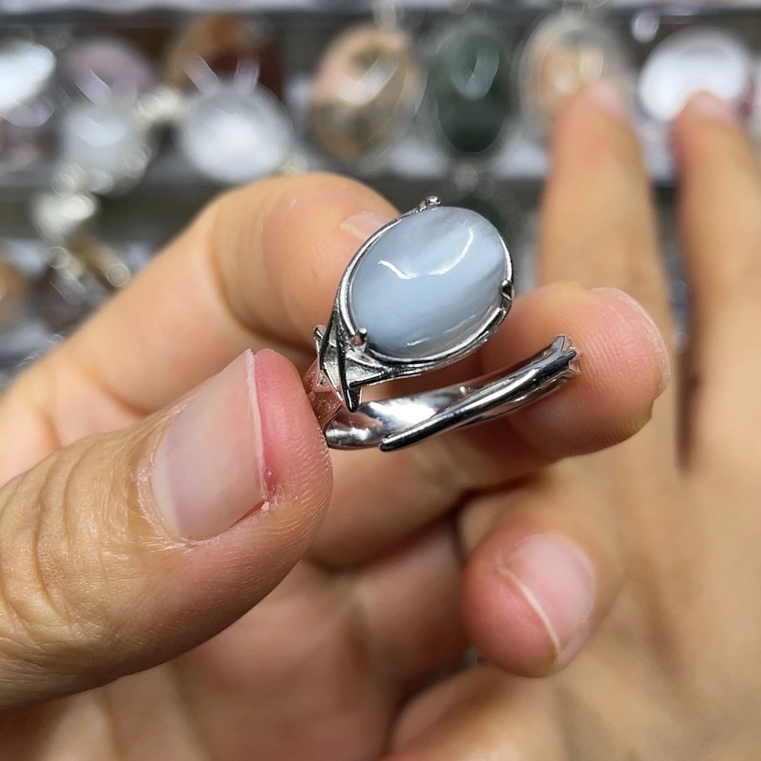 【闪购商品】银S925镶嵌珠宝半成品水晶戒指