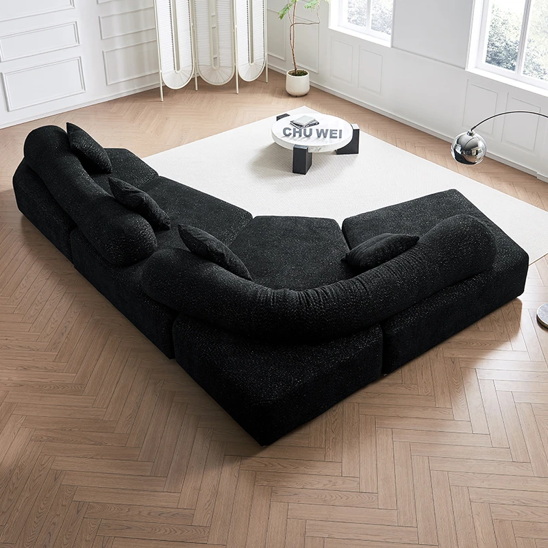 初位网红奶油风设计师风格别墅客厅现代简约意式极简岩石布艺沙发