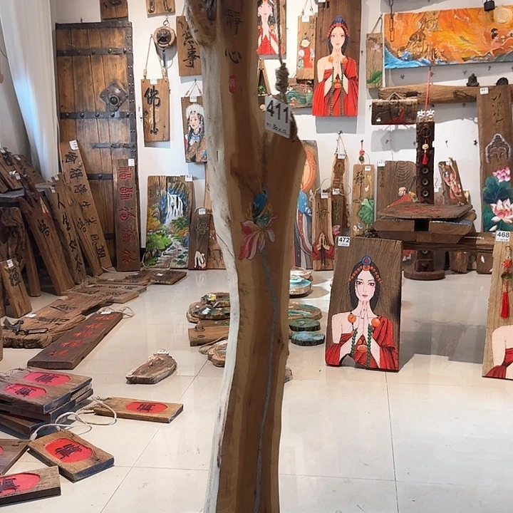 老榆木丙烯颜料画