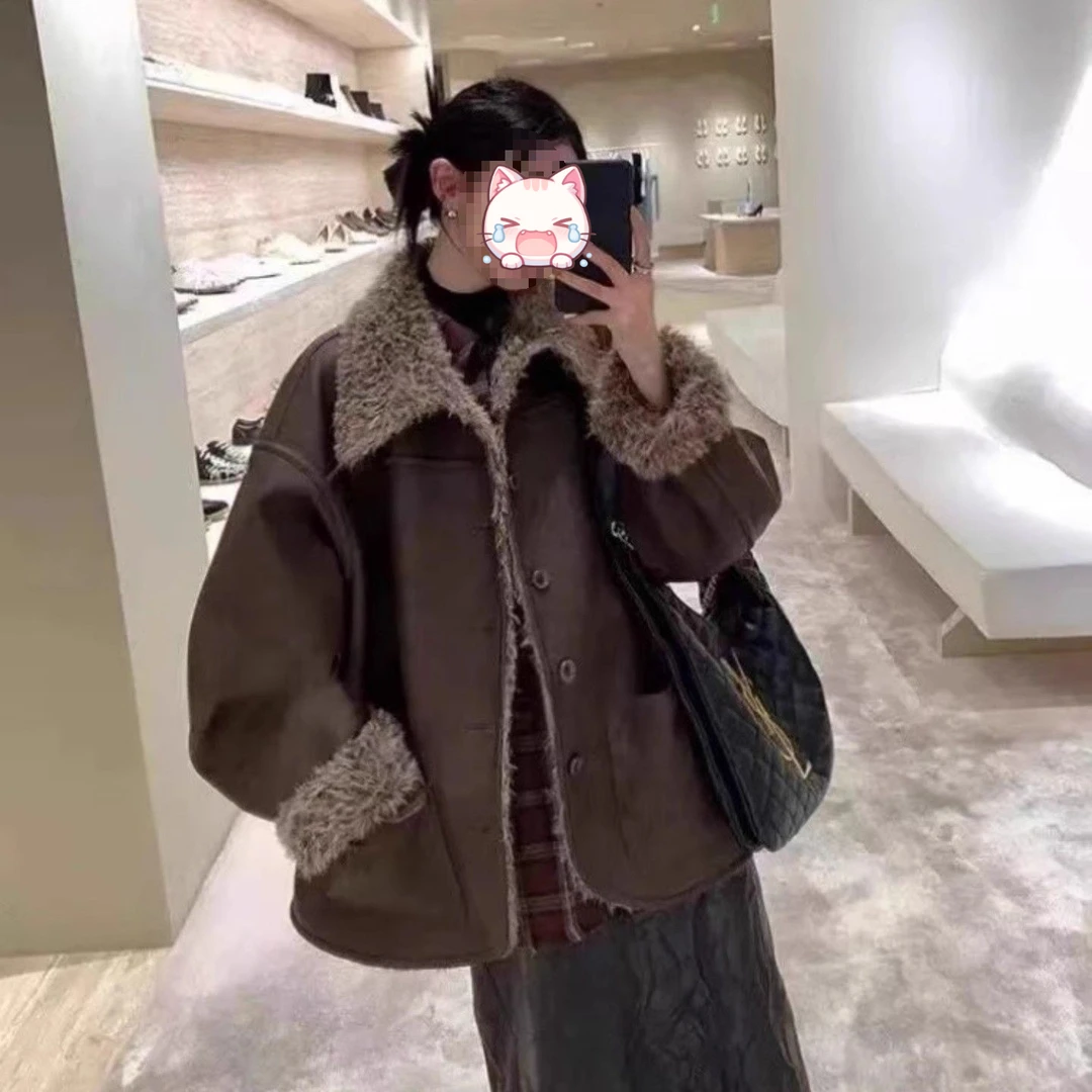 新款双面穿时尚皮毛加厚新款时尚女装洋气百搭出游服装女5205