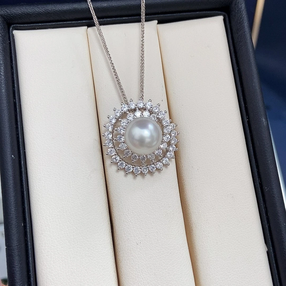 颈饰银S925镶嵌海水珍珠澳白吊坠