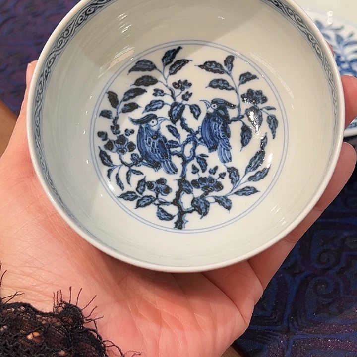 F**L景土造物绶带鸟杯杯